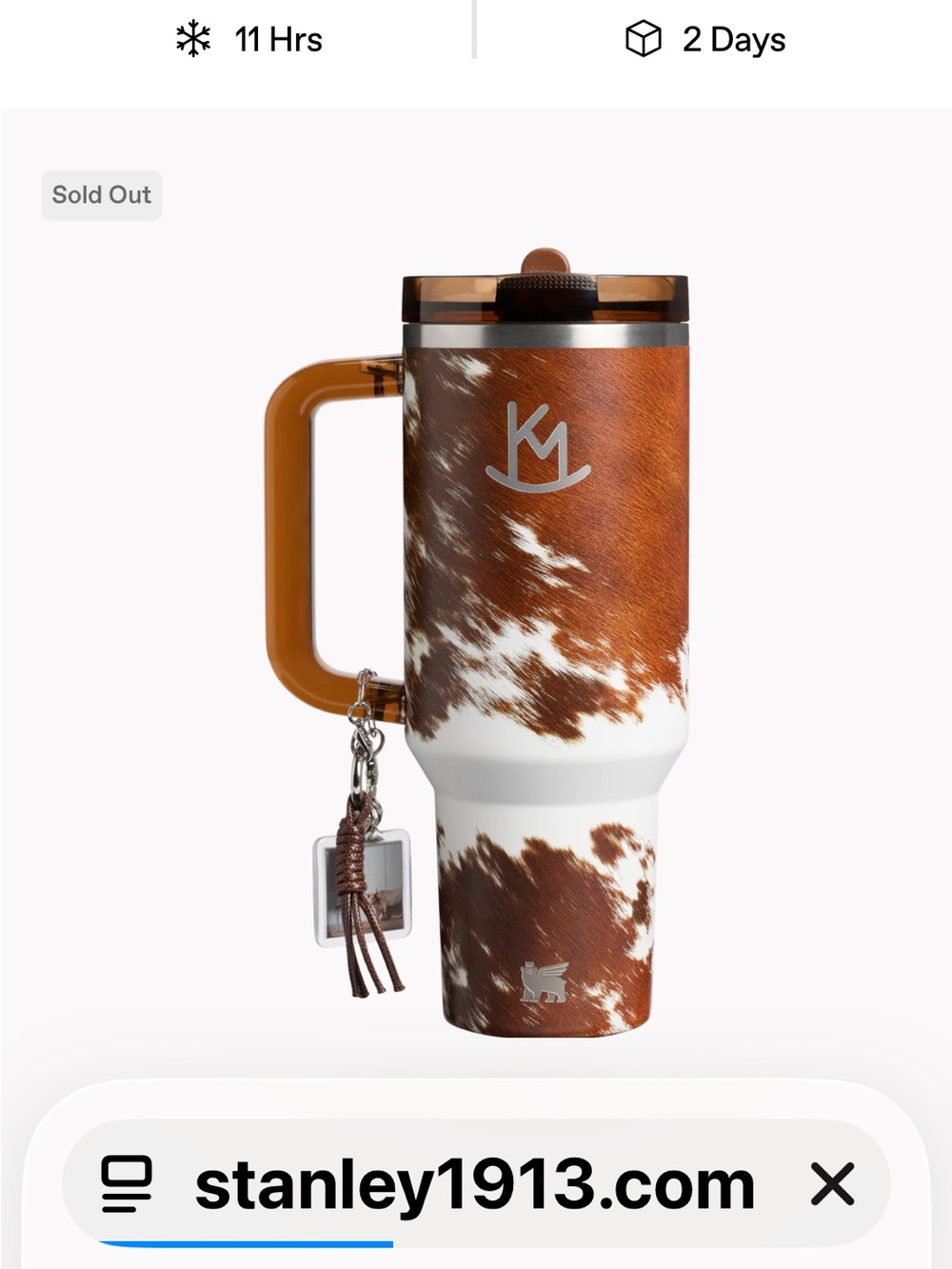 Stanley Brown and White Cowhide Print Kacey Musgraves 40 oz tumbler